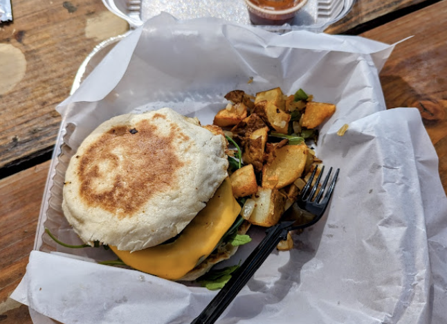 The Huntington Beach House signature dishes Breakfast BurritoThe HB BurgerHot Mess